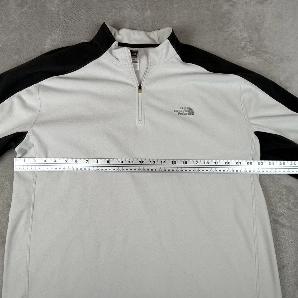 The North Face TKA 100 Fleece Pullover Mens XL White Gray 1/4 Zip Colorblock